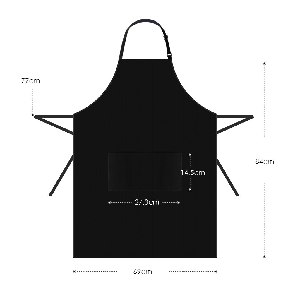 【SARAB】Adjustable Bib Apron with 2 Pockets for Cooking Kitchen